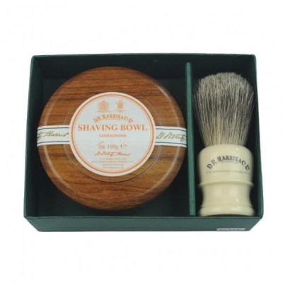 D.R. Harris Shaving Soap Sandalwood Mahogny and Shaving Brush - Presentförpackning